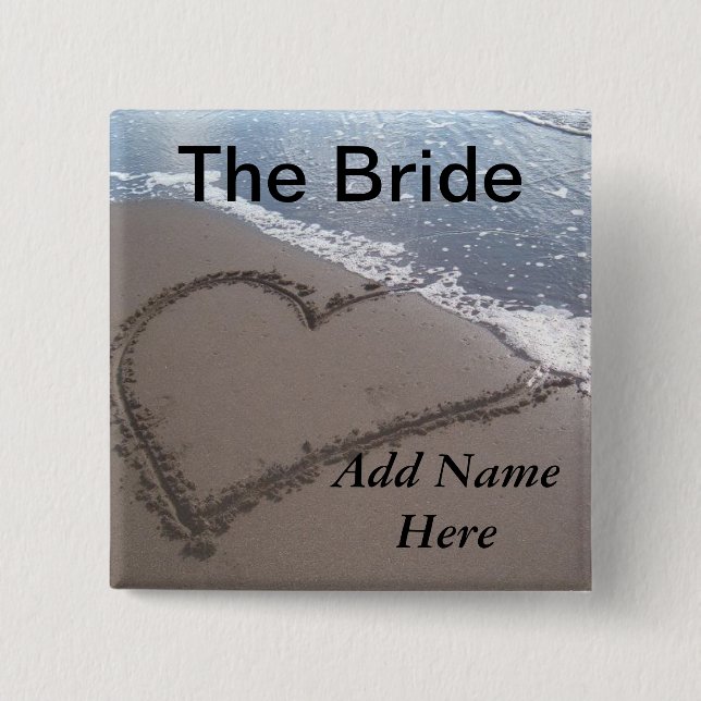 Braut-Strand-Hochzeits-Knopf Button (Vorderseite)