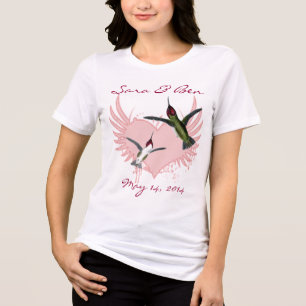 Braut T-Shirt Kolibris & Grunge-Herz Tri-Blend Shirt