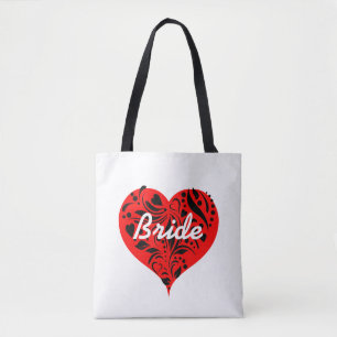 Braut-Tasche mit roten und schwarzen Herzen Tasche