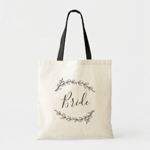 Braut Tasche. Schwarz-weiße botanische Hochzeit Tragetasche