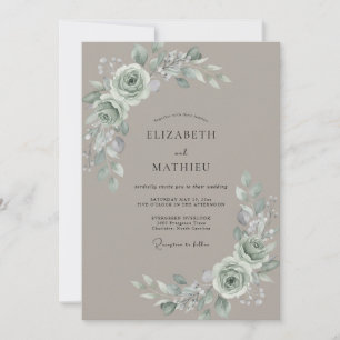 Braut Taupe Silber Blütenblatt Hochzeit Einladung