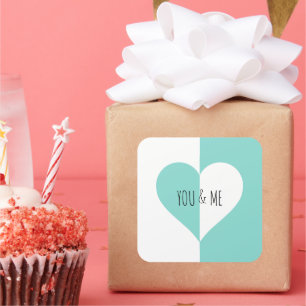 Braut Teal Blau Du & Ich Suite Dusche Party Quadratischer Aufkleber