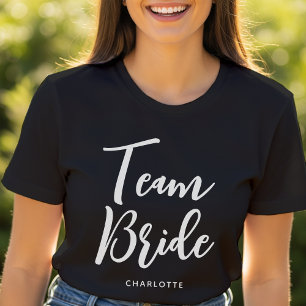 Braut-Team Individueller Name Hochzeit Schwarz Wei T-Shirt
