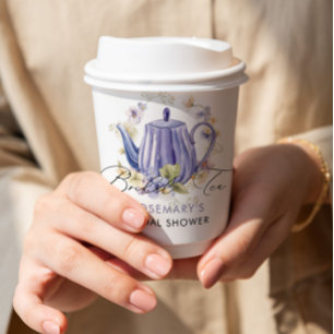Braut Tee Lila Teekanne Brautparty Pappbecher
