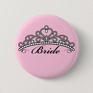 Braut-Tiara-Knopf (rosa Hintergrund) Button