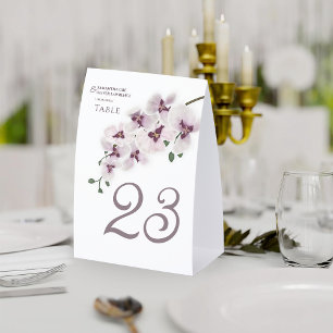 Braut-Tischnummernkarte mit Orchideen-Charme Tischaufsteller
