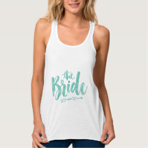 Braut-Trägershirt - Türkis-Aquarell