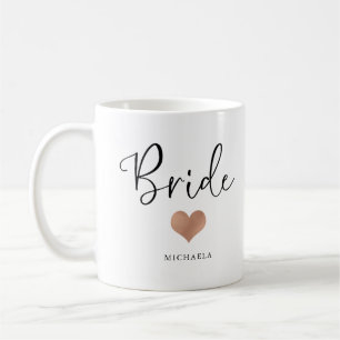 Braut Trendige Schrift und Herz Kaffeetasse