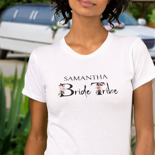 Braut Tribe Boho Florale Buchstaben Junggesellinne T-Shirt