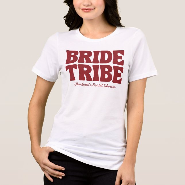 Braut Tribe Burgund Junggesellinnenabschied Tri-Blend Shirt (Vorderseite)