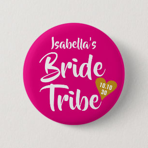 Braut Tribe Gold Datum Herz Personalisiert Button