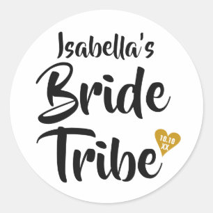 Braut Tribe Gold Datum Herz Personalisiert Runder Aufkleber