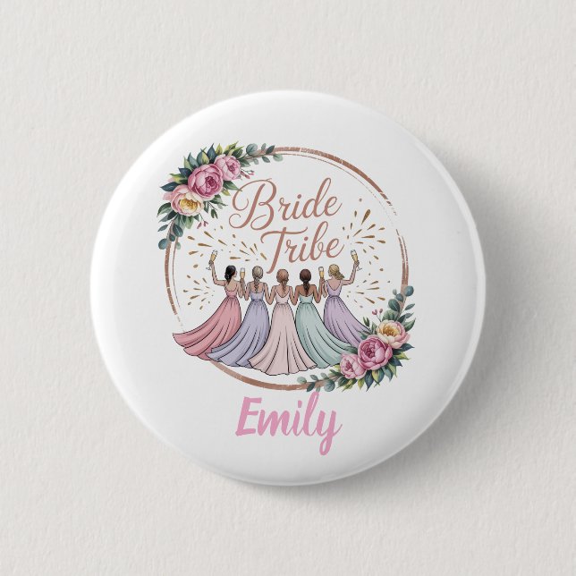 Braut Tribe Individueller Name Junggesellinnenabsc Button (Vorderseite)