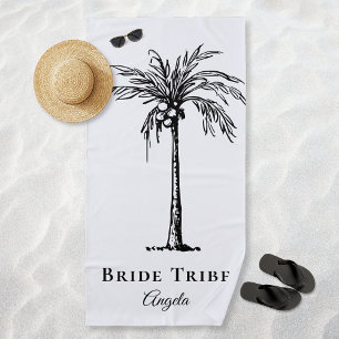 Braut Tribe Weiß Schwarz Tropischer Palmbaum Custo Strandtuch