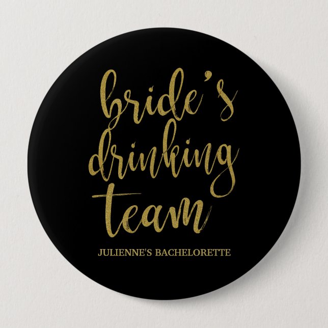 Braut-Trinkteam Süße Kalligrafie Brautjungfer Button (Vorderseite)