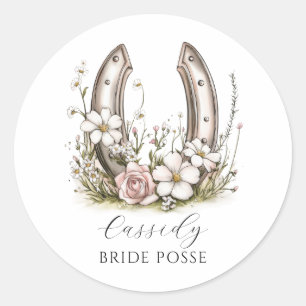 Braut Truppe Blumen Cowgirl Hut Benutzerdefinierte Runder Aufkleber