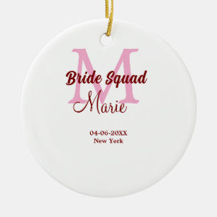 Braut-Truppe fügt Namen Monogramm Brautjungfer ros Keramik Ornament