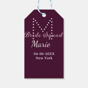Braut-Truppe Name Monogramm Brautjungfer Mauve  Geschenkanhänger