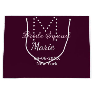 Braut-Truppe Name Monogramm Brautjungfer Mauve Große Geschenktüte