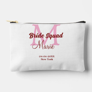 Braut-Truppe Name Monogramm Brautjungfer Pink Datu Zubehörtasche