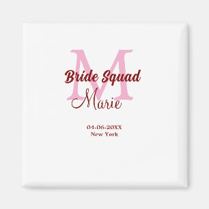 Braut-Truppe Name Monogramm Brautjungfer Rosa Datu Magnet