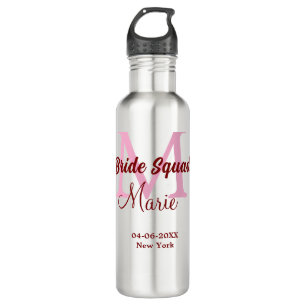 Braut-Truppe Namen-Monogramm Brautjungfer rosa Dat Edelstahlflasche