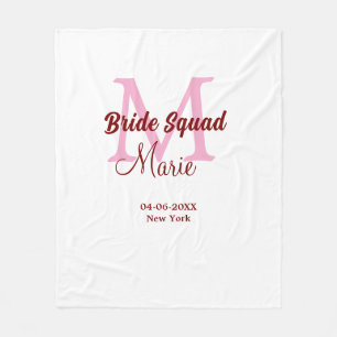 Braut-Truppe Namen-Monogramm Brautjungfer rosa Dat Fleecedecke