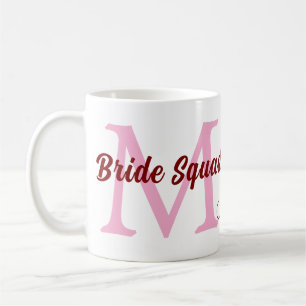 Braut-Truppe Namen-Monogramm Brautjungfer rosa Dat Kaffeetasse