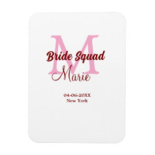 Braut-Truppe Namen-Monogramm Brautjungfer rosa Dat Magnet