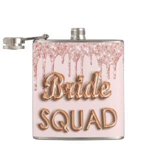 Braut-Truppe Roségold Glitter Rosa Junggesellinnen Flachmann