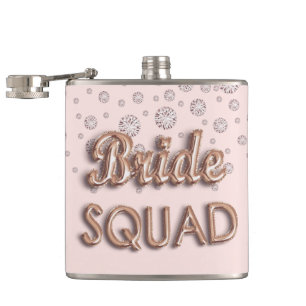 Braut-Truppe Roségold rosa Diamanten Junggesellinn Flachmann