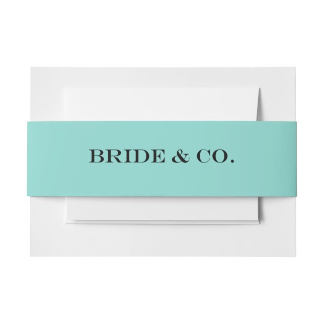 BRAUT u. Co aquamarine blaue Einladungsbanderole (Vorderseite Beispiel)