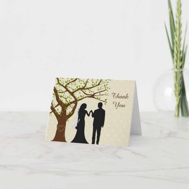Braut und Bauerneiche Hochzeit Vielen Dank Dankeskarte (Vorderseite)
