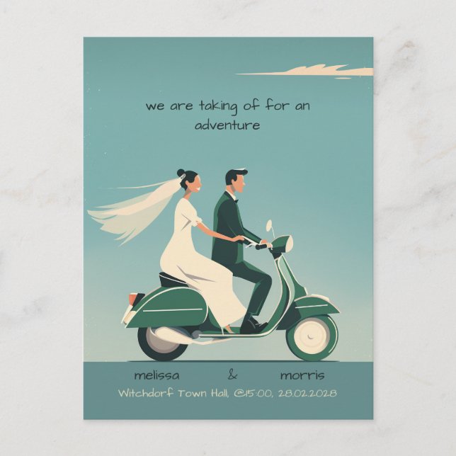 Braut und Boden auf Motorrädern Postkarte (Vorderseite)