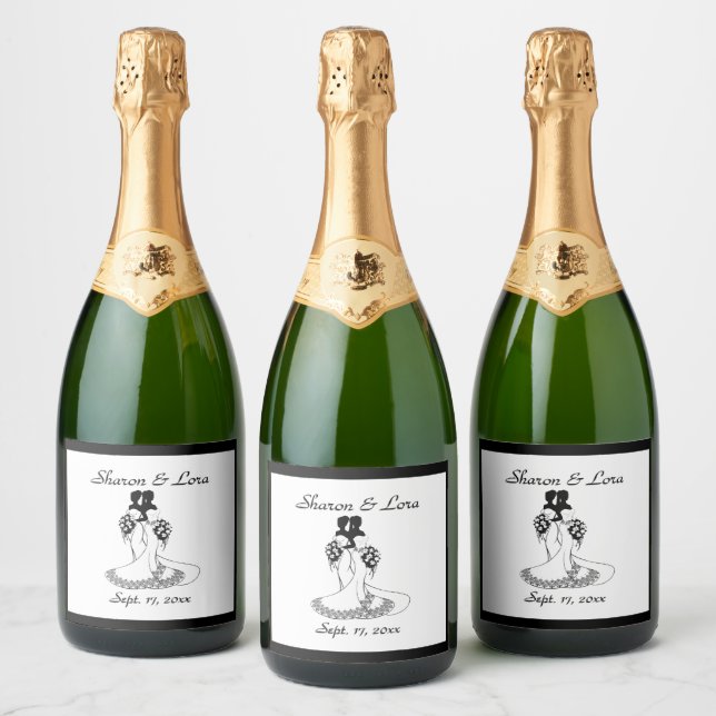 Braut und Braut Hochzeit Personalisiert Sparkling  (Flaschen)