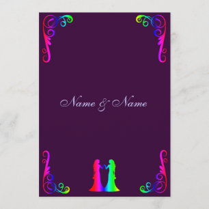 Braut und Braut - Rainbow und Lila Hochzeit Einladung