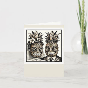 Braut und Bräutigam Aloha Ananas Tiki Kopf Hochzei Dankeskarte