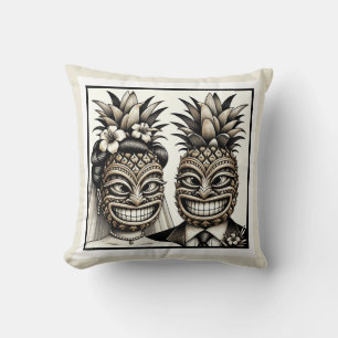 Braut und Bräutigam Aloha Ananas Tiki Kopf Hochzei Kissen
