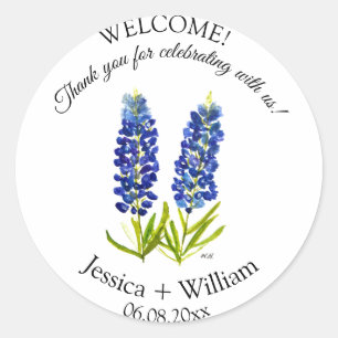 Braut und Bräutigam Bluebonnets Rustikale Moderne  Runder Aufkleber