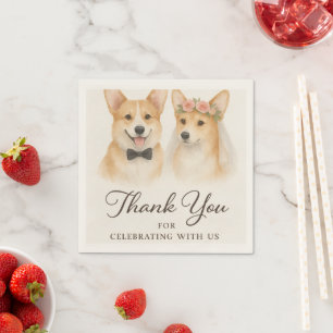 Braut und Bräutigam Corgi Hochzeit Danke Lustige H Serviette