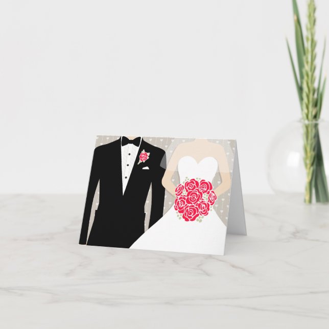 Braut und Bräutigam Dankeschön oder Nachrichtenkar Dankeskarte (Vorderseite)