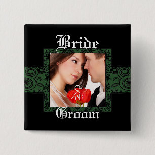 Braut und Bräutigam Foto-Button Button