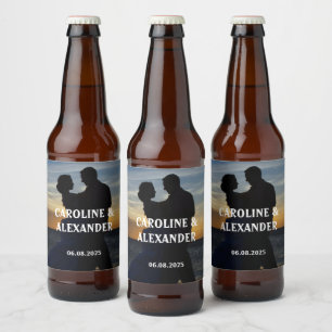 Braut und Bräutigam Foto Elegante Neuvermählte Hoc Bierflaschenetikett
