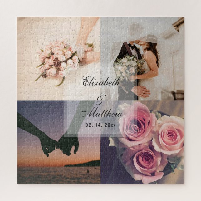 Braut und Bräutigam-FotoCollage zum Hochzeitstag (Vertikal)