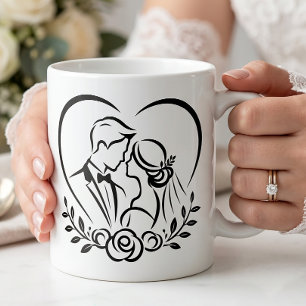 Braut und Bräutigam, frisch vermählt, romantische Kaffeetasse