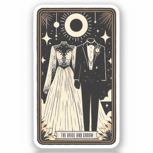 Braut und Bräutigam für Hochzeiten von Tarot Aufkleber (Vorderseite)