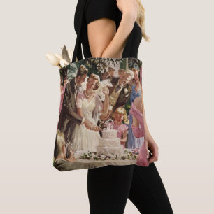 Braut und Bräutigam Hochzeitspaar schneidet die Ho Tasche