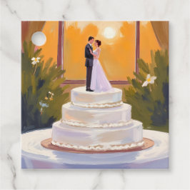 Braut und Bräutigam Hochzeitstorte Braune Wasserfa Geschenkanhänger