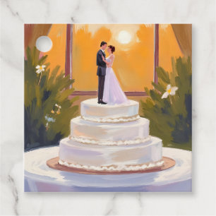 Braut und Bräutigam Hochzeitstorte Braune Wasserfa Geschenkanhänger