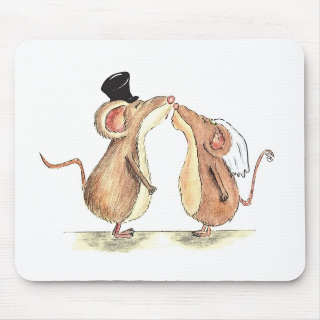 Braut und Bräutigam - Mäuse küssend - Geschenk für Mousepad (Vorne)